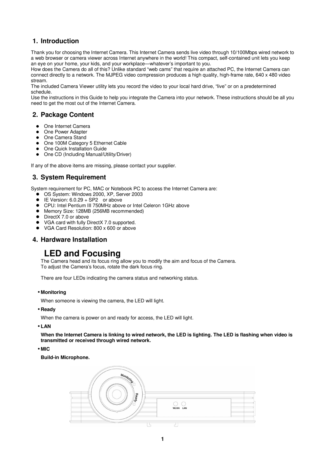 Edimax Technology IC-1500 manual Introduction, Package Content, System Requirement, Hardware Installation 