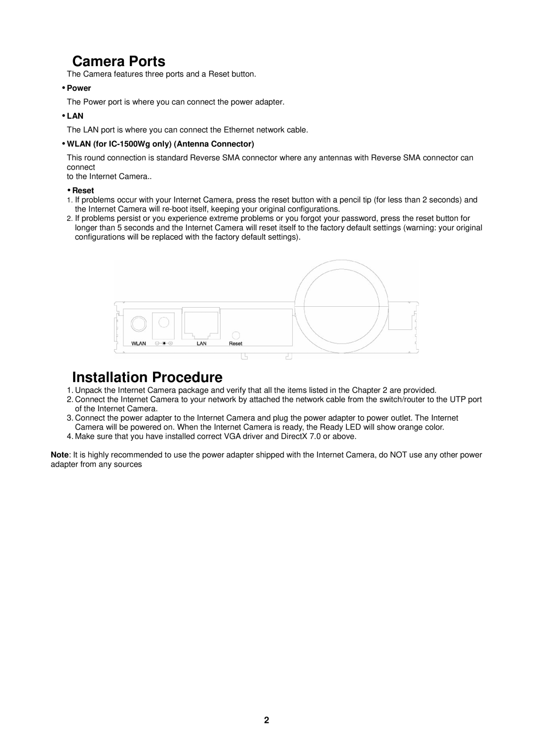 Edimax Technology manual Power, Lan, Wlan for IC-1500Wg only Antenna Connector 