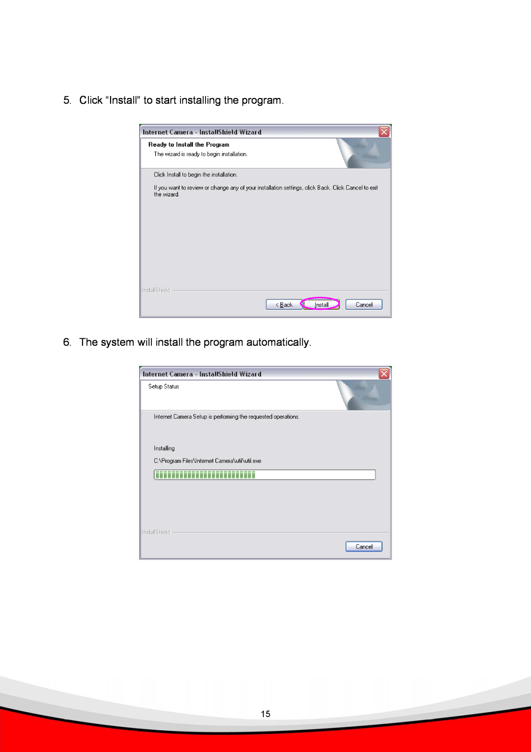 Edimax Technology IC-1520DPG, IC-1520POE manual Click “Install” to start installing the program 