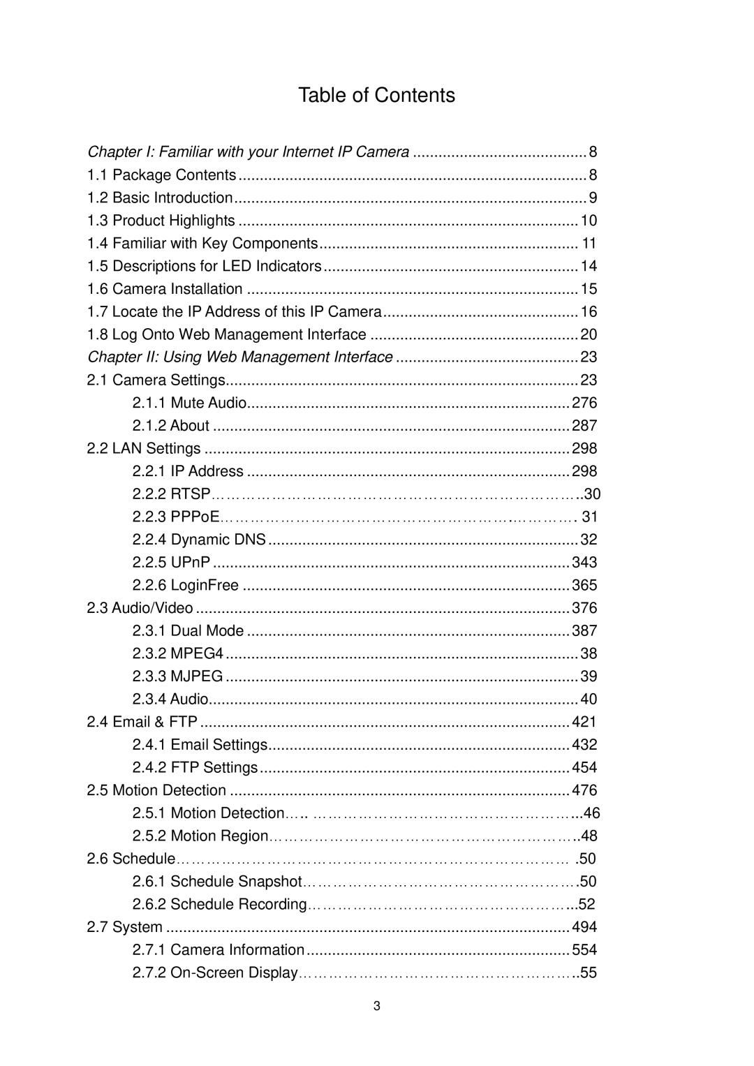 Edimax Technology IC-3010WG manual Table of Contents 