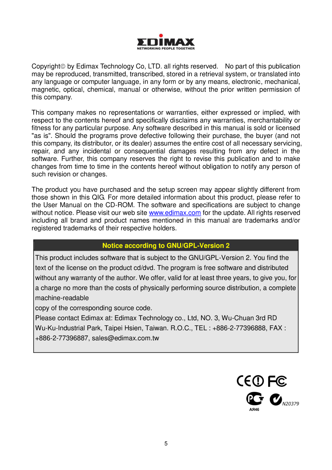 Edimax Technology IC-3010WG manual 