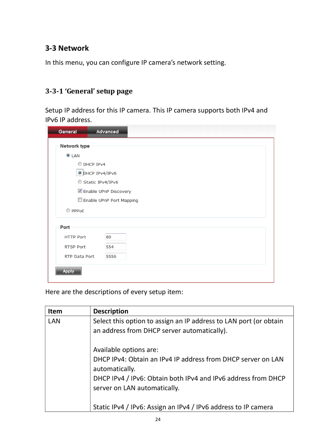 Edimax Technology IR-112E user manual Network, 1 ‘General’ setup 