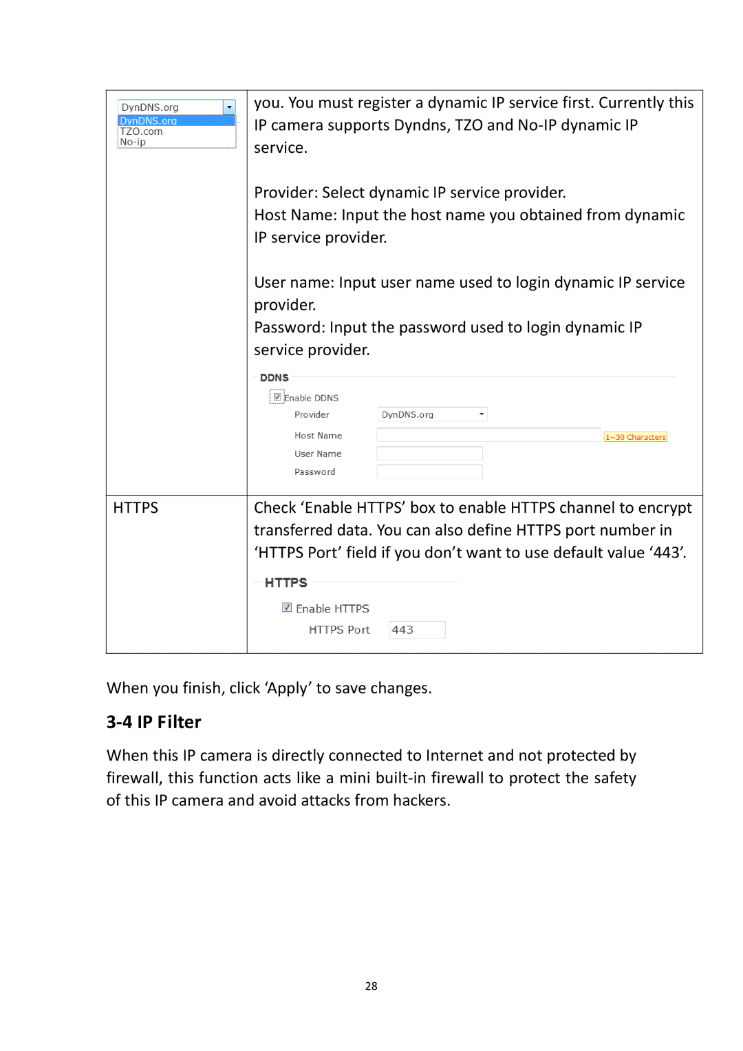 Edimax Technology IR-112E user manual IP Filter, Https 