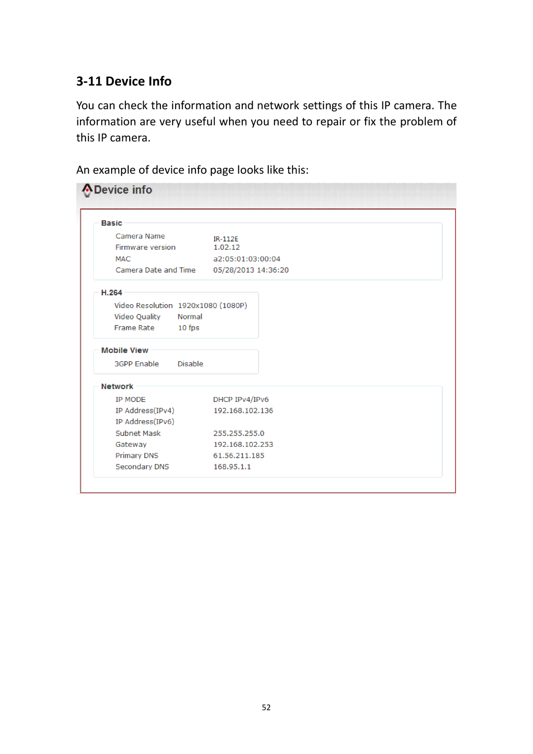 Edimax Technology IR-112E user manual Device Info 