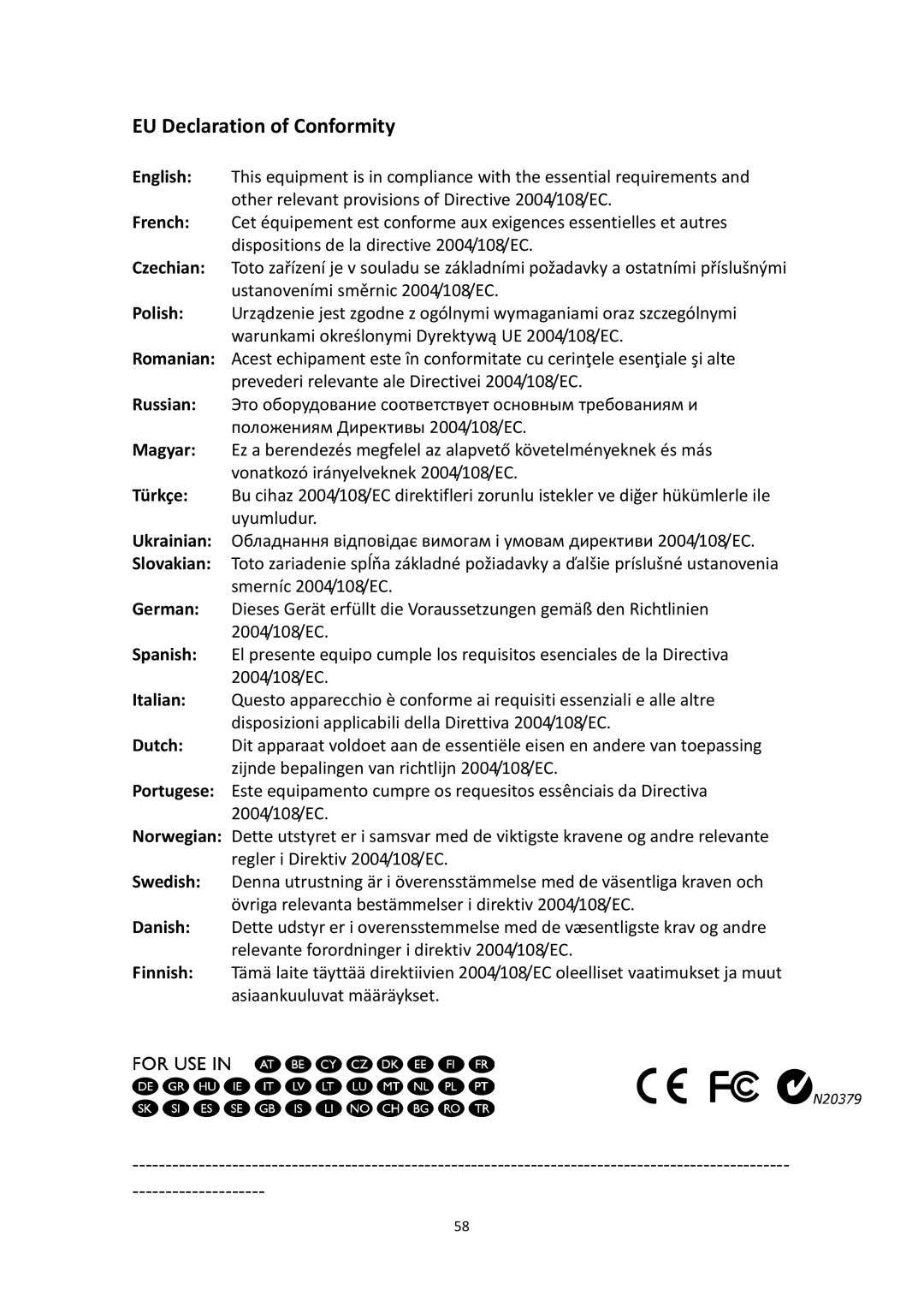 Edimax Technology IR-112E user manual EU Declaration of Conformity 