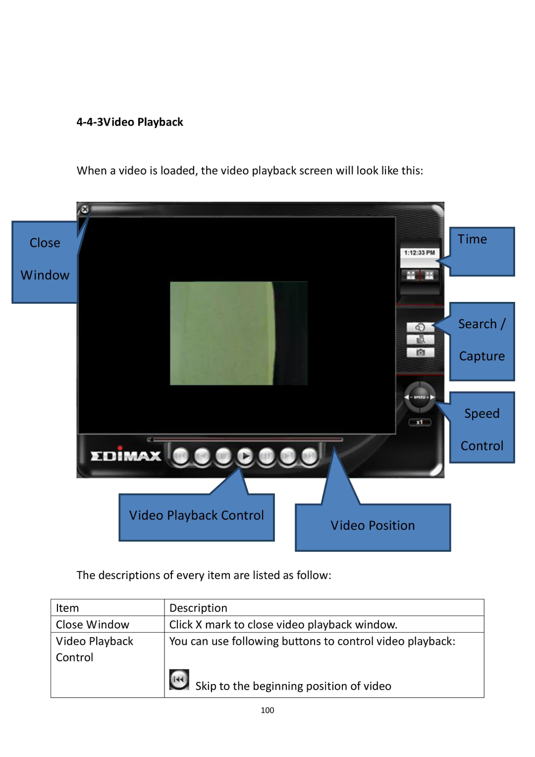 Edimax Technology IR-113E user manual 3Video Playback 