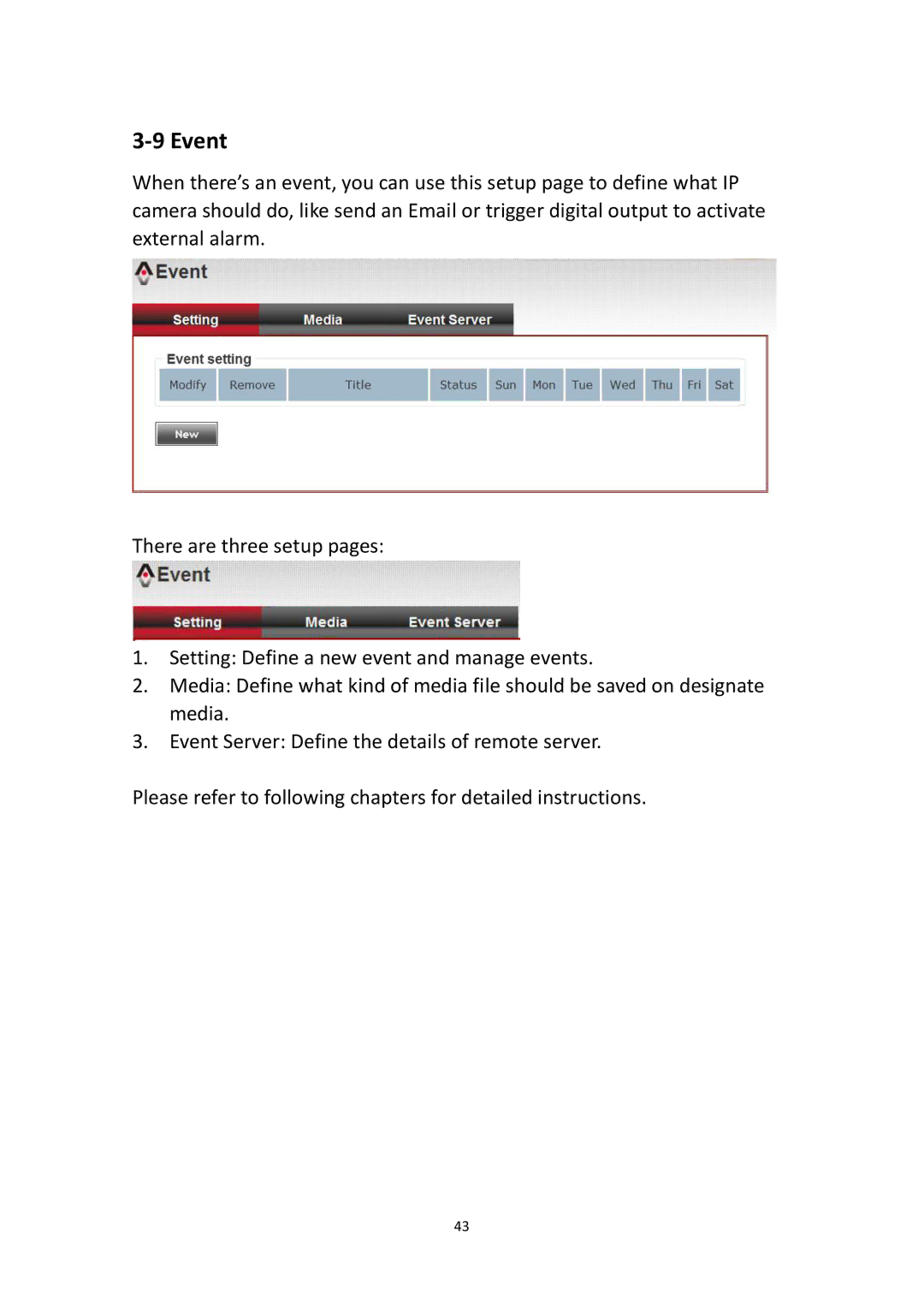 Edimax Technology IR-113E user manual Event 