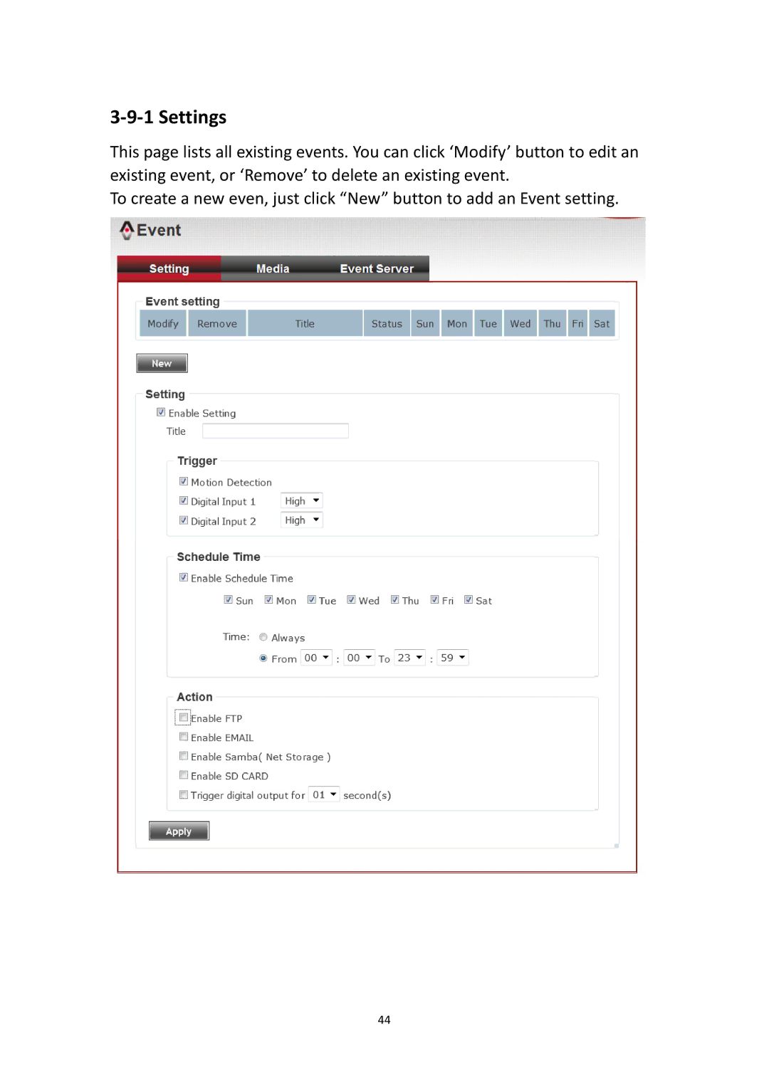 Edimax Technology IR-113E user manual Settings 