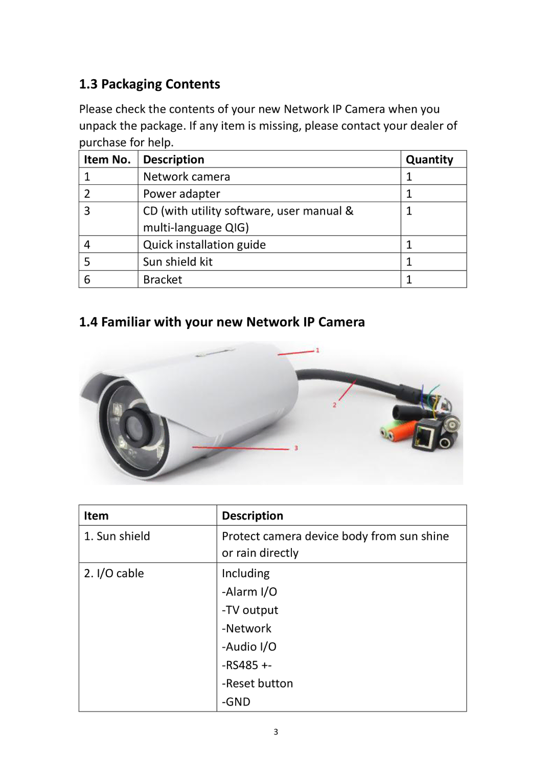 Edimax Technology IR-113E user manual Packaging Contents, Familiar with your new Network IP Camera 