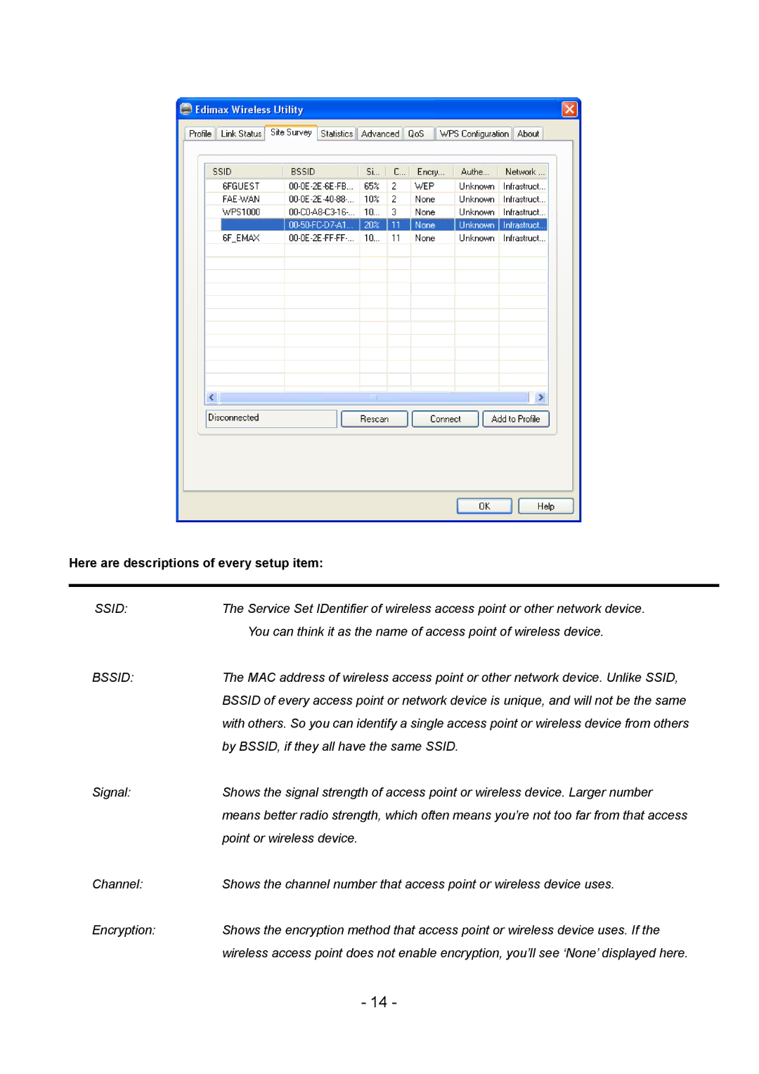 Edimax Technology LAN USB Adapter user manual Here are descriptions of every setup item 