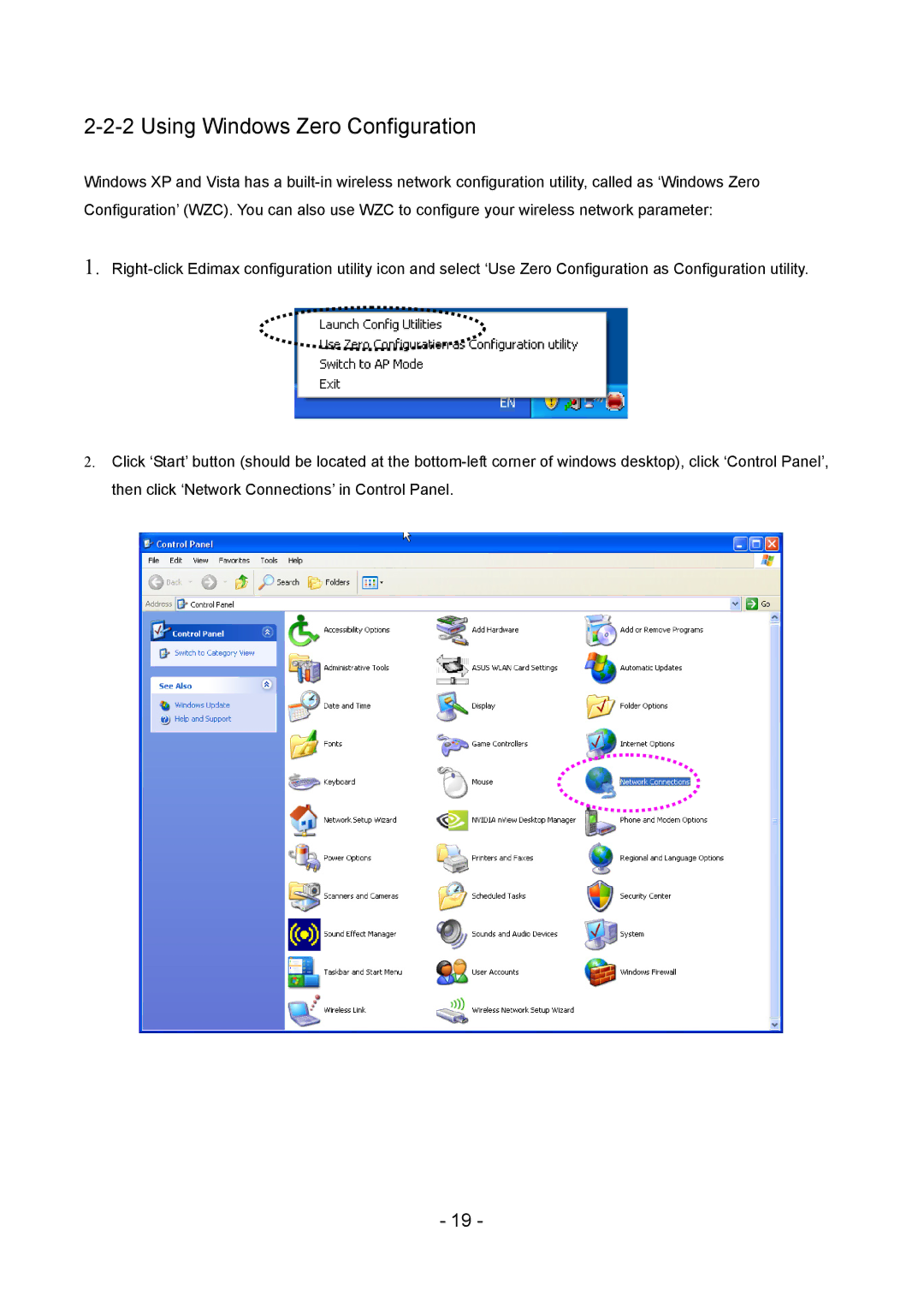 Edimax Technology LAN USB Adapter user manual Using Windows Zero Configuration 