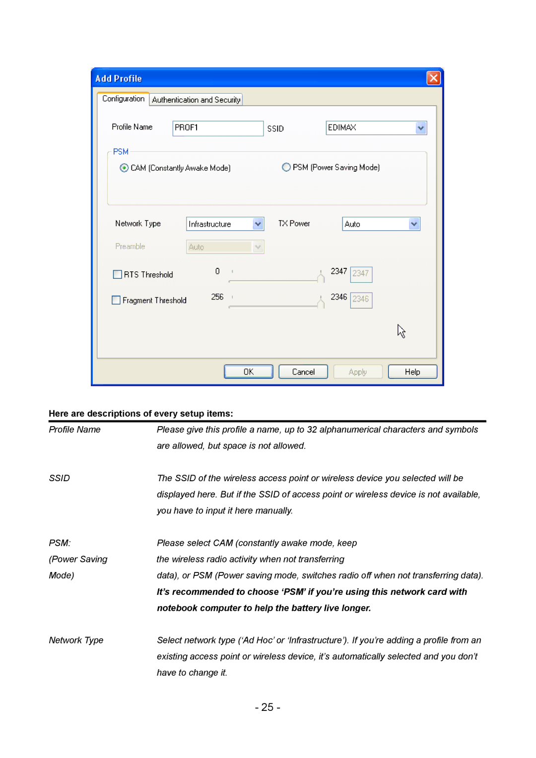 Edimax Technology LAN USB Adapter user manual Here are descriptions of every setup items 