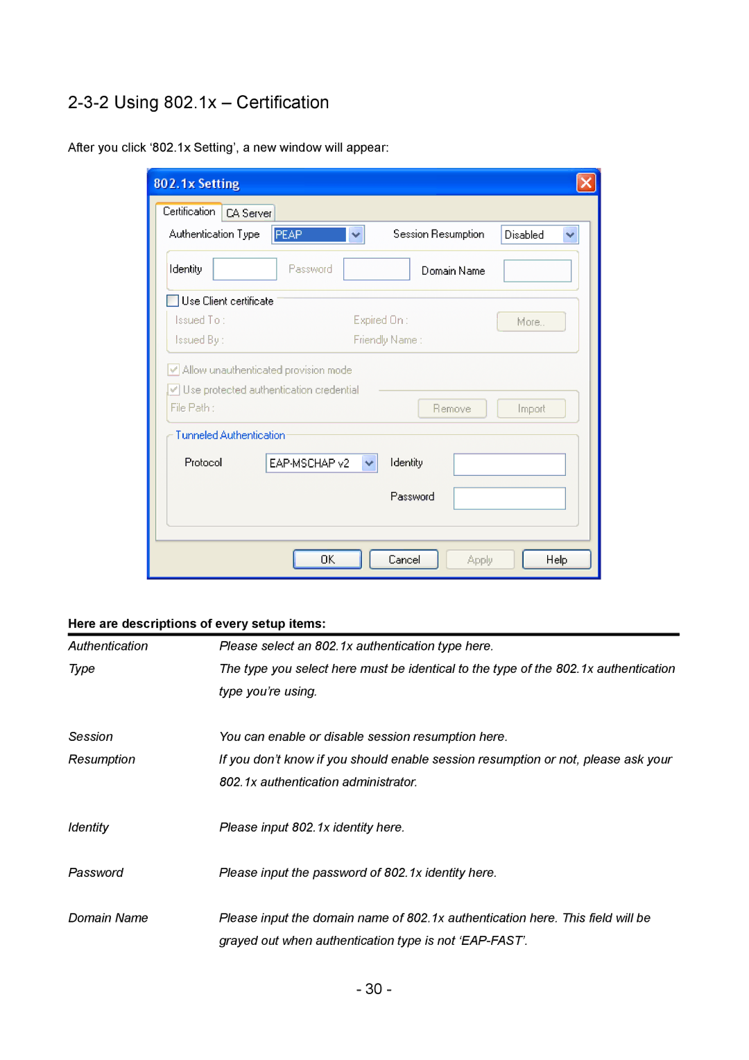 Edimax Technology LAN USB Adapter user manual Using 802.1x Certification 