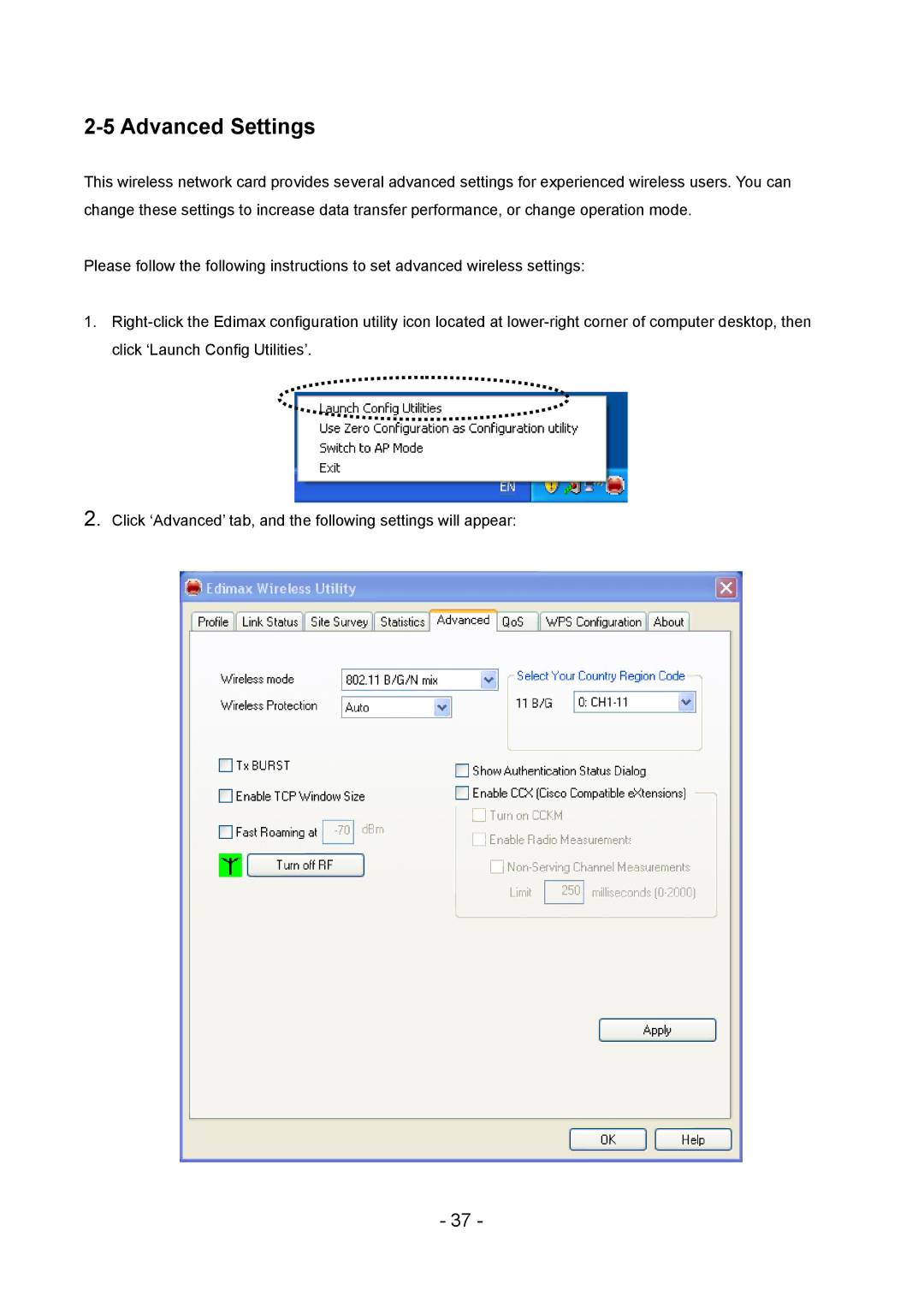 Edimax Technology LAN USB Adapter user manual Advanced Settings 