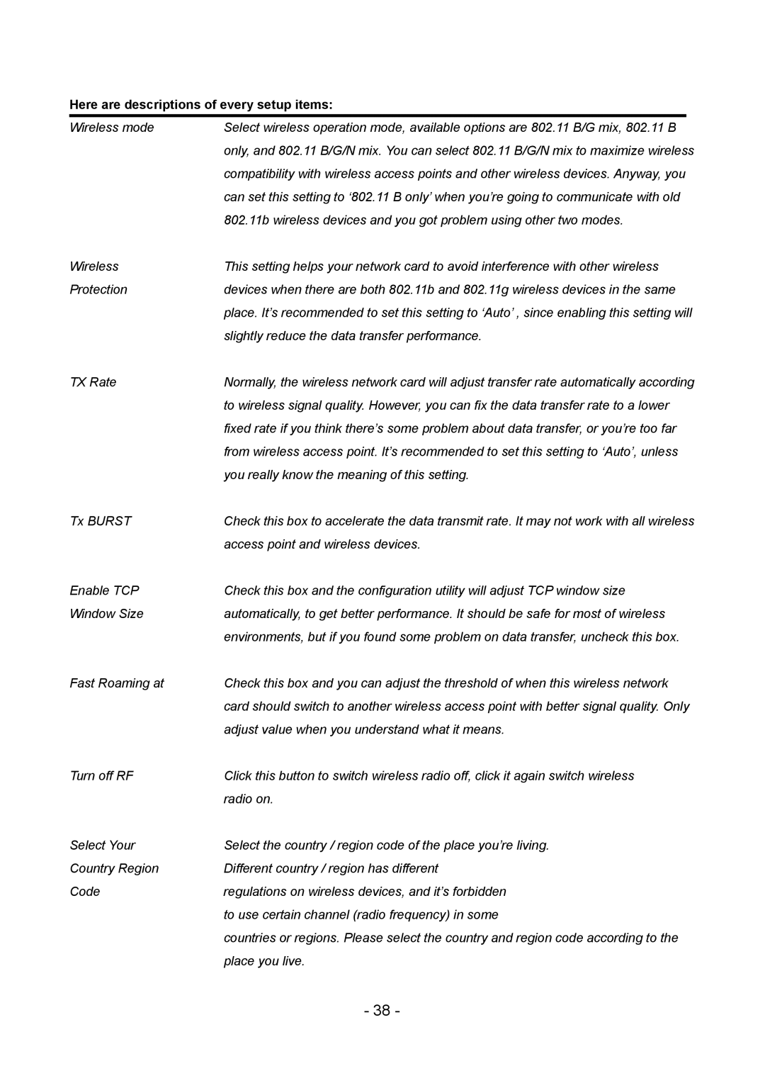 Edimax Technology LAN USB Adapter user manual Here are descriptions of every setup items 