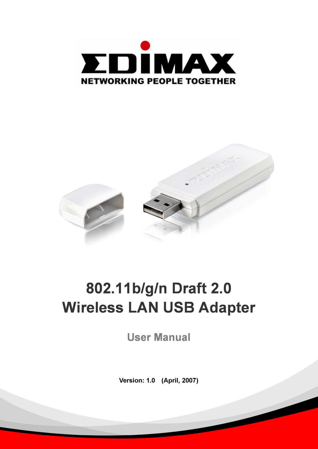 Edimax Technology user manual Version 1.0 April, 802.11b/g/n Draft Wireless LAN USB Adapter, User Manual 