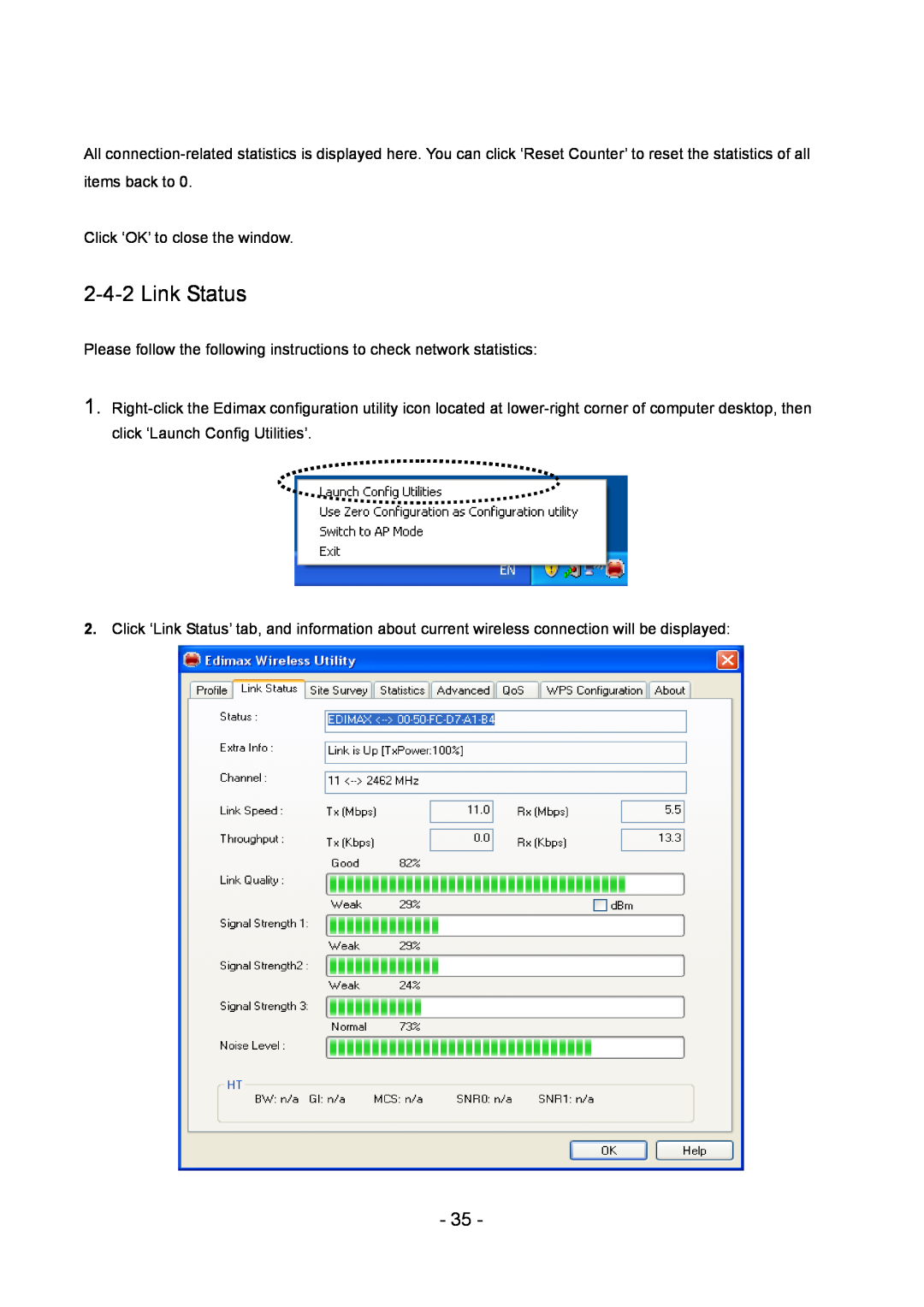 Edimax Technology LAN USB Adapter user manual Link Status 