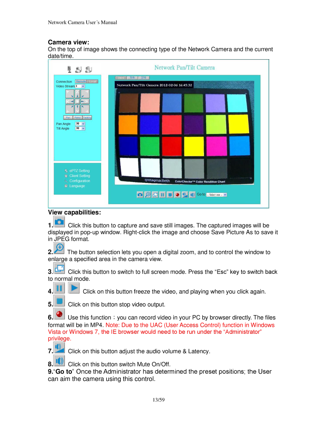 Edimax Technology PT-112E & MD-111E, PT-111E user manual Camera view, View capabilities 