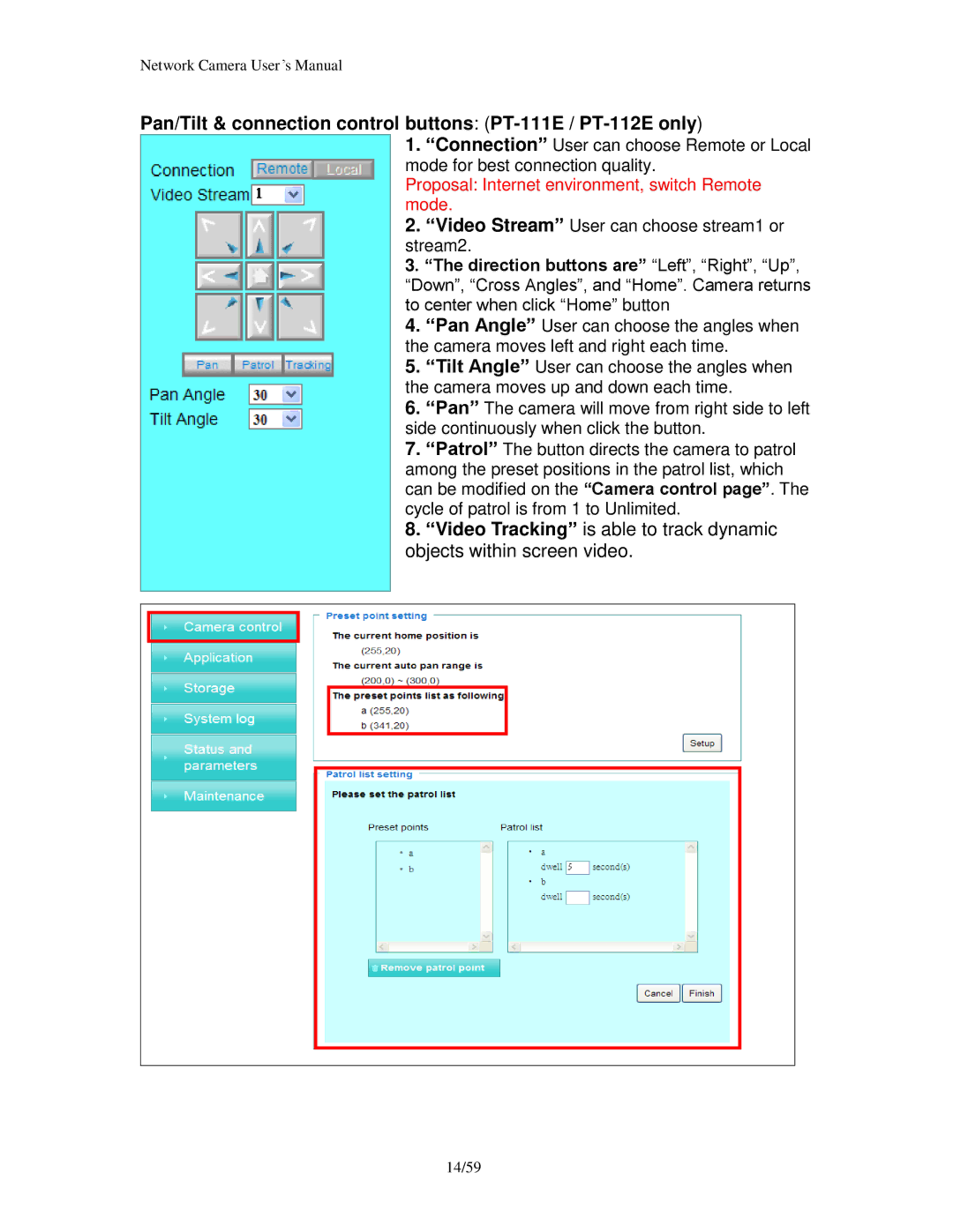 Edimax Technology PT-112E & MD-111E user manual Pan/Tilt & connection control buttons PT-111E / PT-112E only 