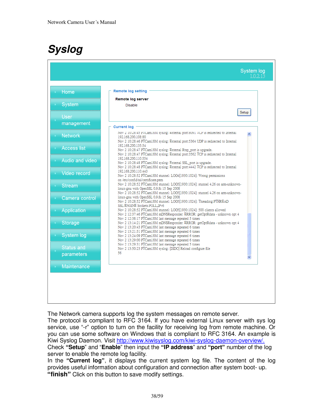 Edimax Technology PT-112E & MD-111E, PT-111E user manual Syslog 