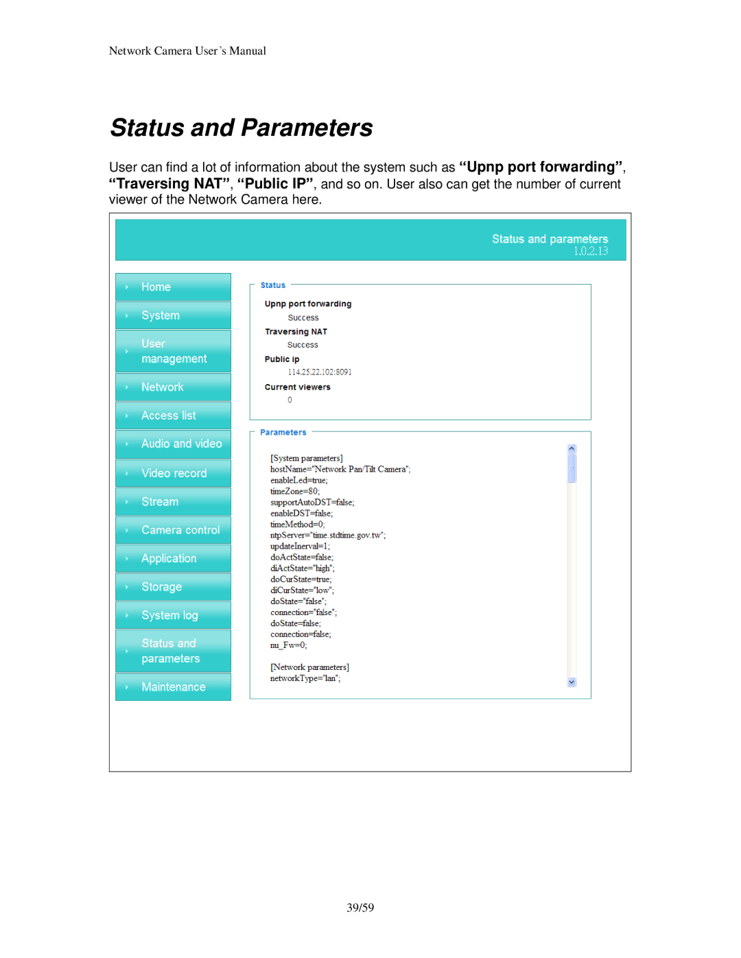 Edimax Technology PT-111E, PT-112E & MD-111E user manual Status and Parameters 