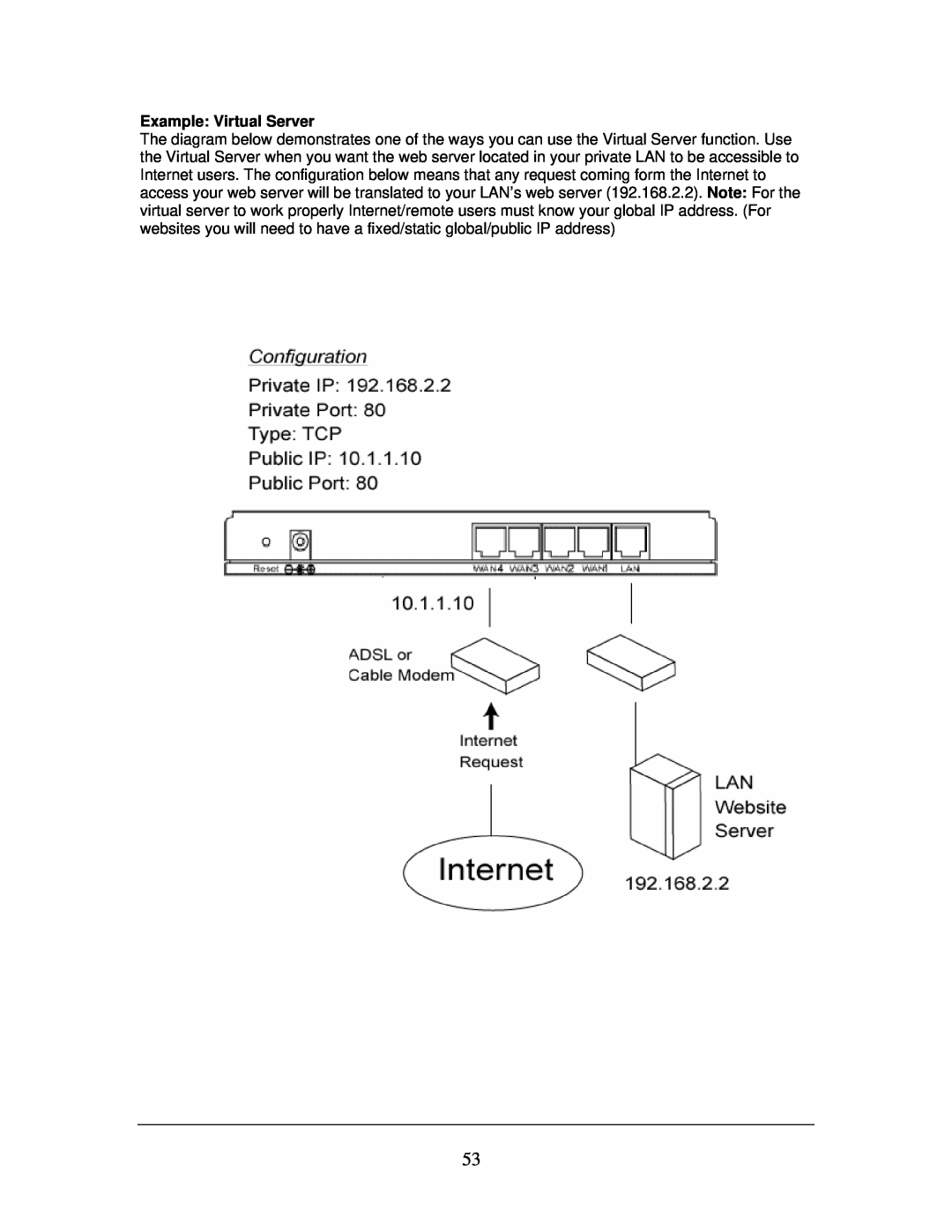 Edimax Technology Multi-Homing Broadband Router manual Example Virtual Server 