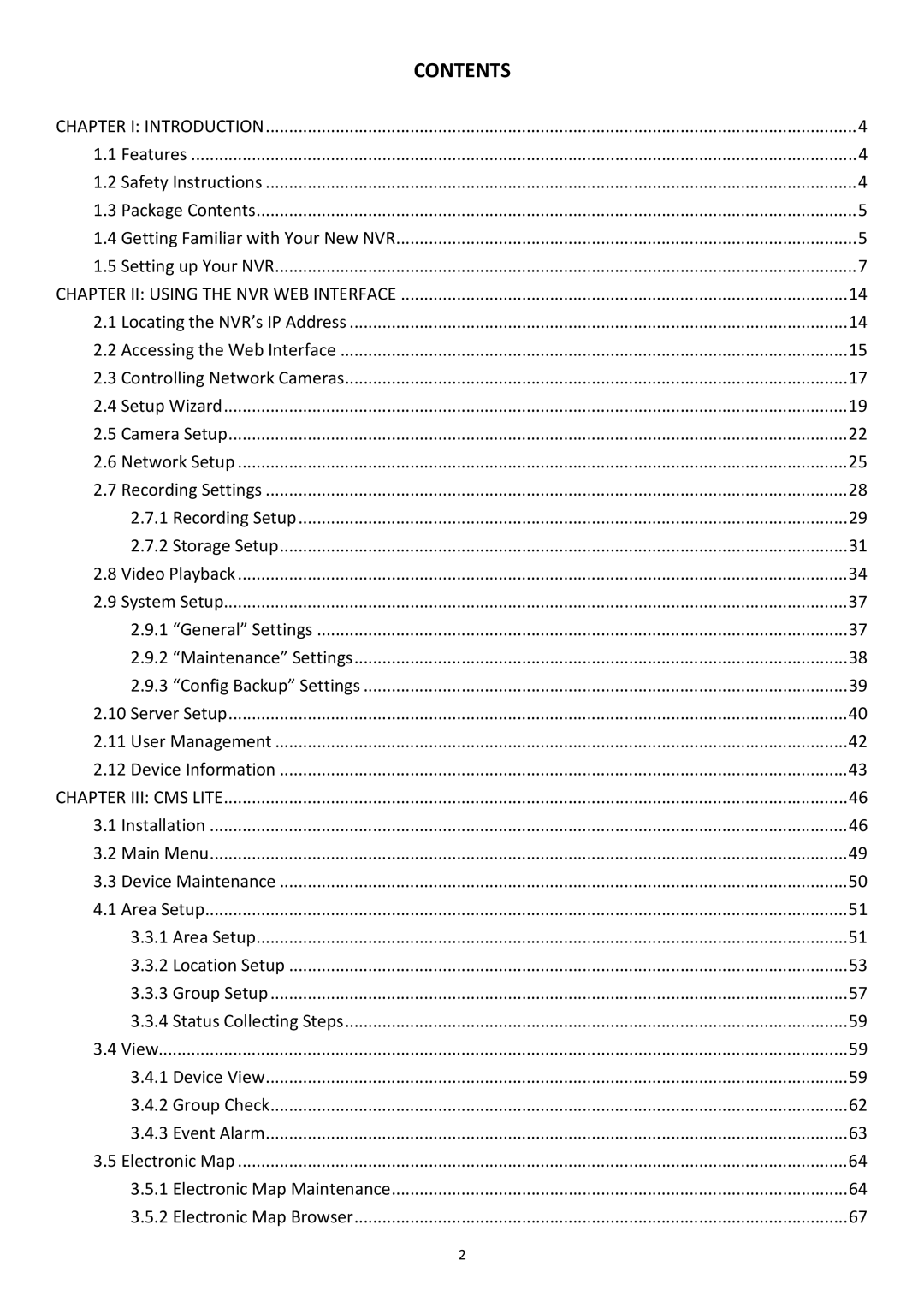 Edimax Technology NVR-4 manual Contents 