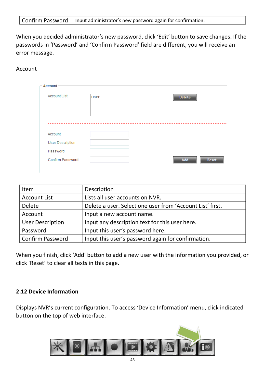 Edimax Technology NVR-4 manual Input administrator’s new password again for confirmation 