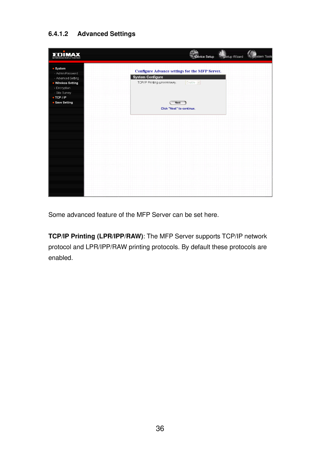 Edimax Technology PS-1206MFG manual Advanced Settings 