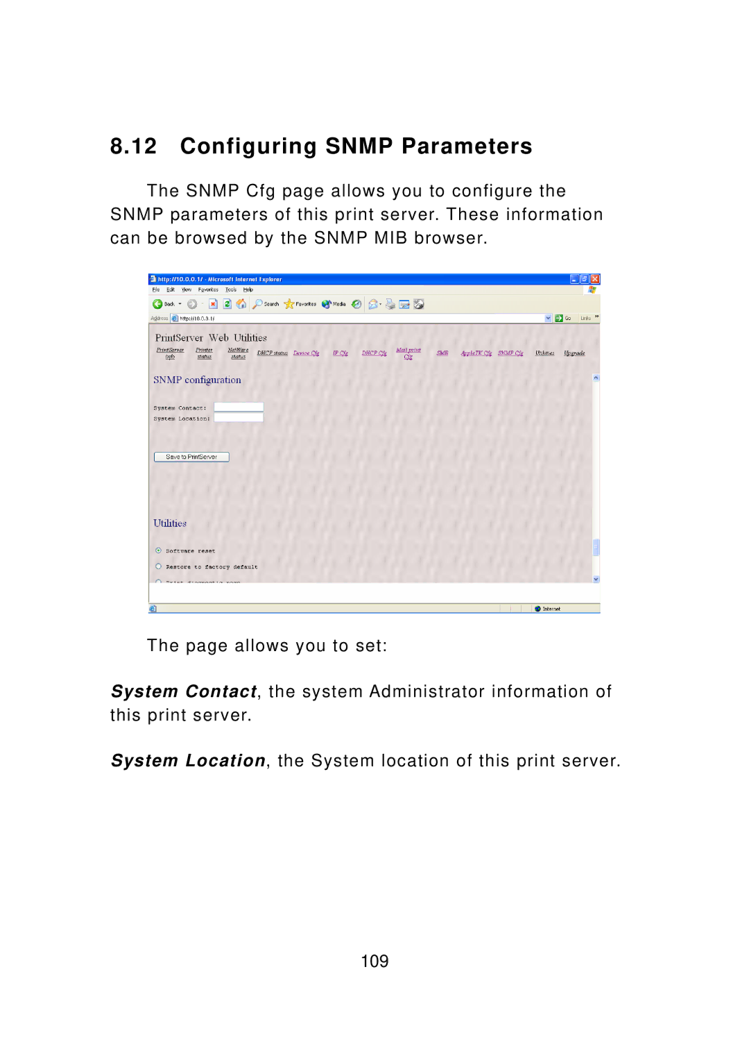 Edimax Technology PS-3103P manual Configuring Snmp Parameters 