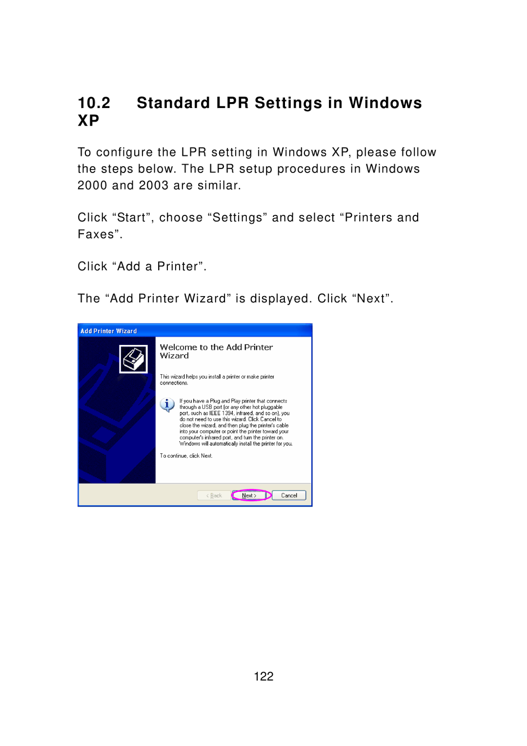 Edimax Technology PS-3103P manual Standard LPR Settings in Windows 