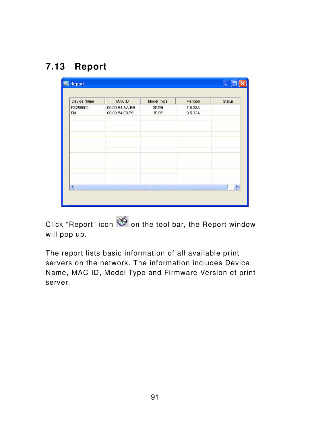 Edimax Technology PS-3103P manual Report 