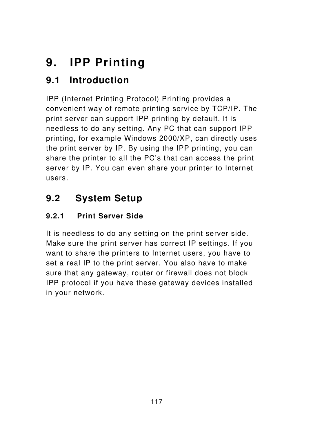 Edimax Technology PS-1206PWg, PS-3207UWg, PS-1207U, PS-1208UWg, PS-1206U manual IPP Printing, System Setup, Print Server Side 