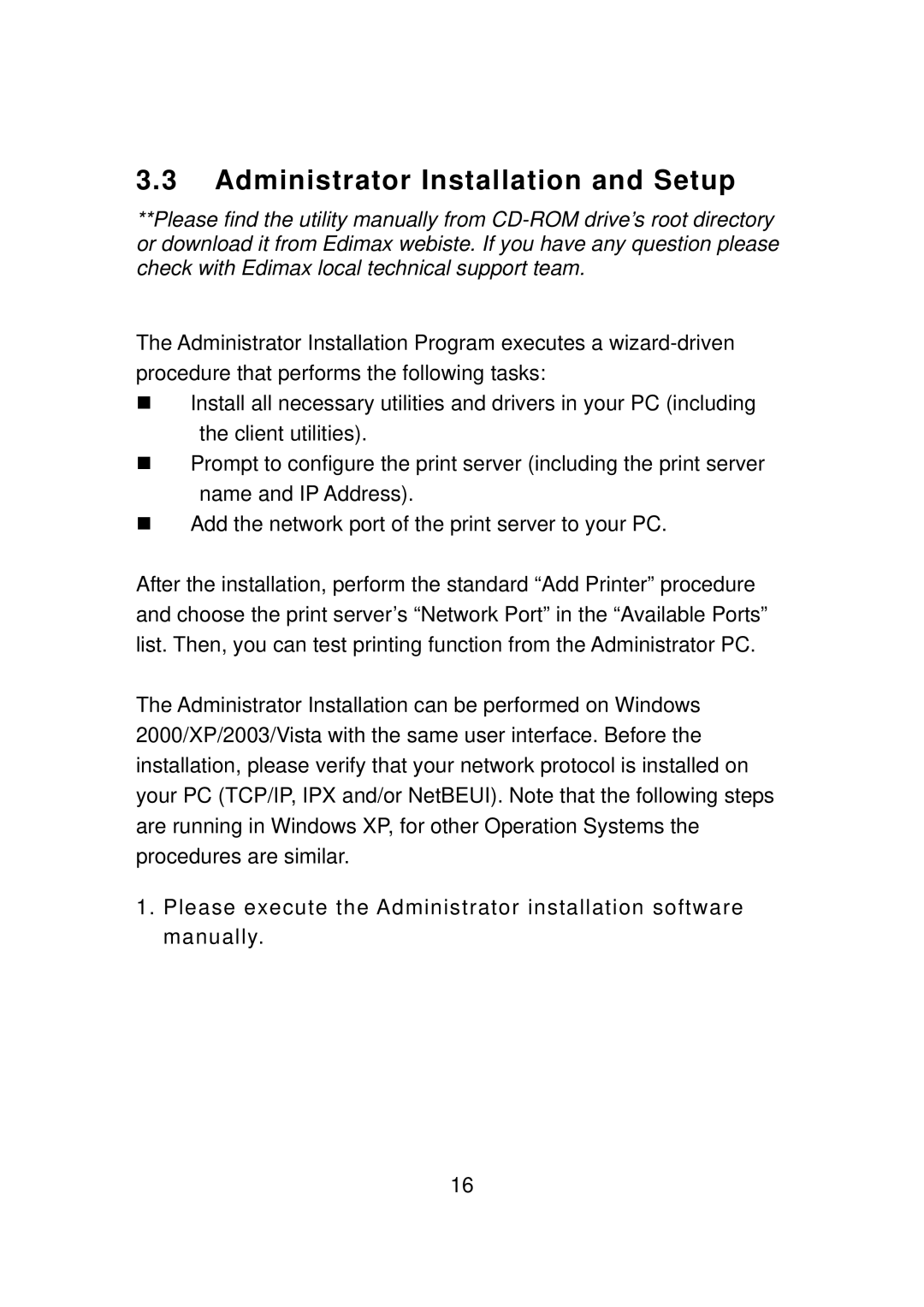 Edimax Technology PS-1207U, PS-3207UWg, PS-1208UWg, PS-1206UWg, PS-1206PWg manual Administrator Installation and Setup 