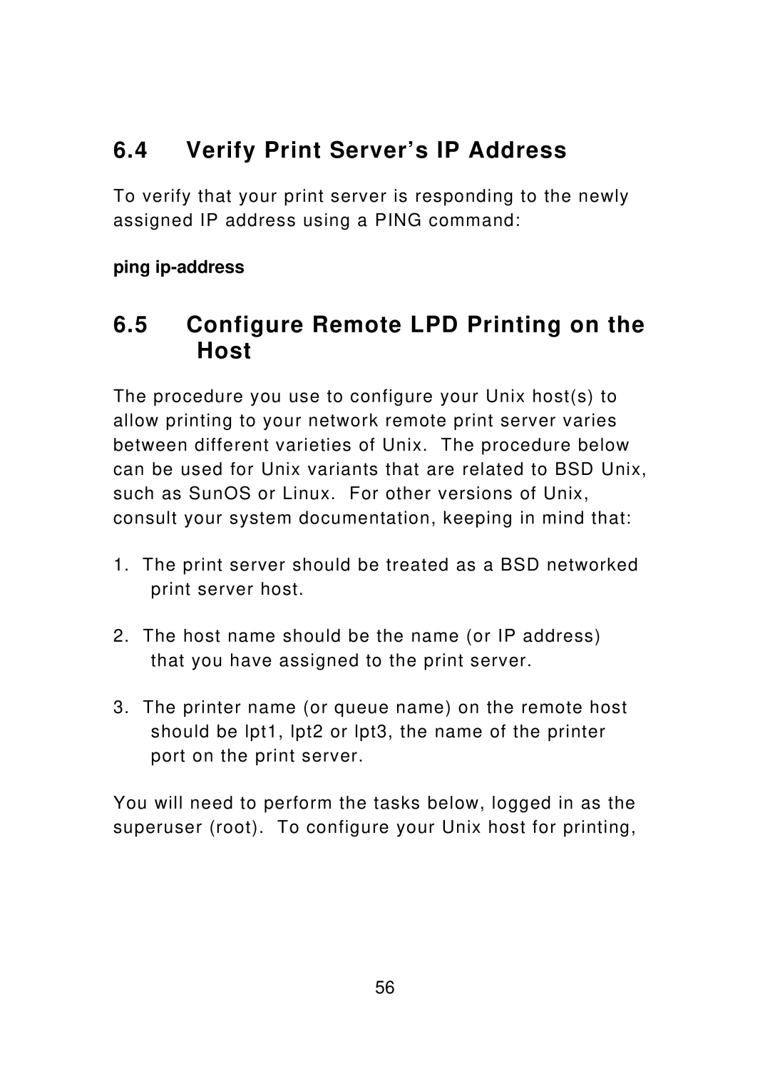 Edimax Technology PS-1207U Verify Print Server’s IP Address, Configure Remote LPD Printing on the Host, Ping ip-address 