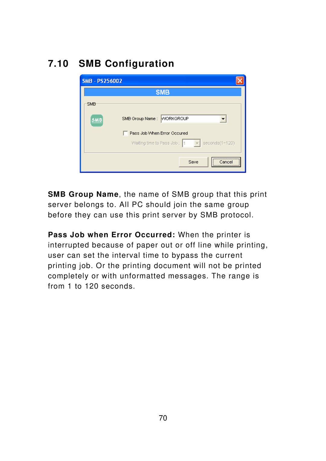 Edimax Technology PS-3207UWg, PS-1207U, PS-1208UWg, PS-1206UWg, PS-1206PWg manual SMB Configuration 