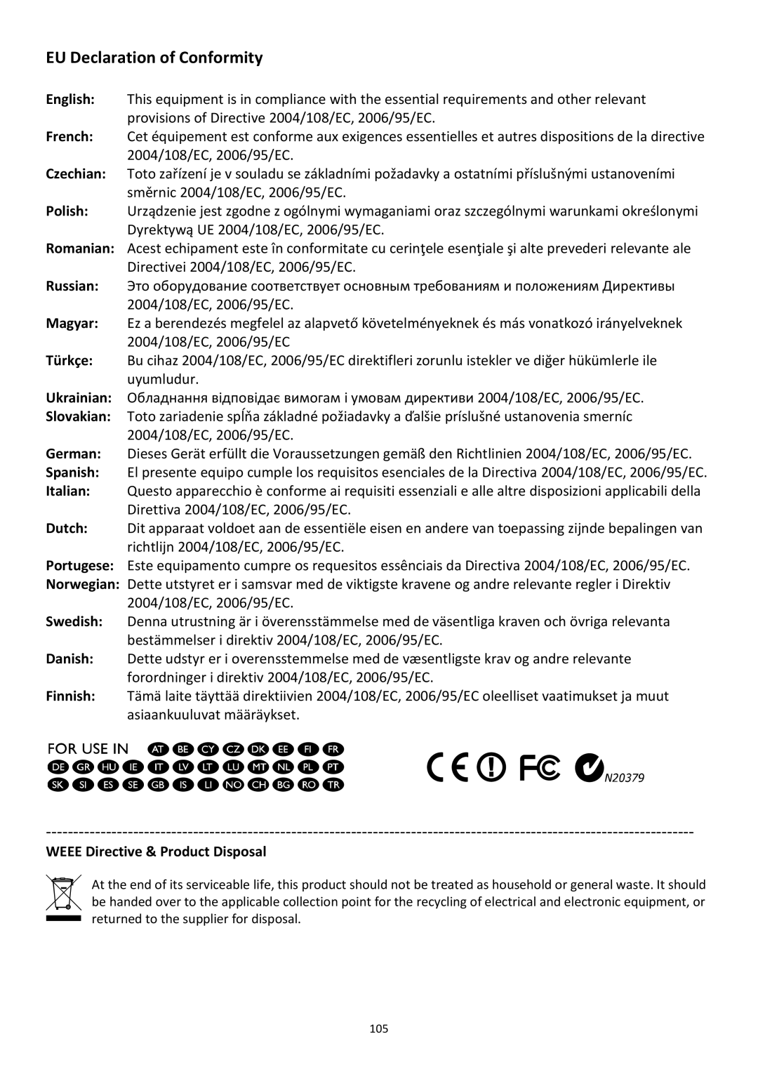 Edimax Technology PT-31W user manual EU Declaration of Conformity 