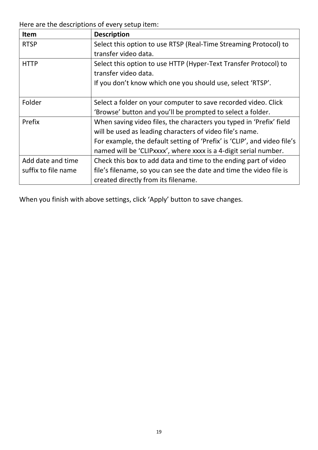 Edimax Technology PT-31W user manual Rtsp 