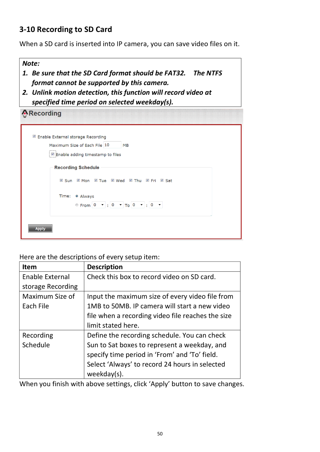 Edimax Technology PT-31W user manual Recording to SD Card 