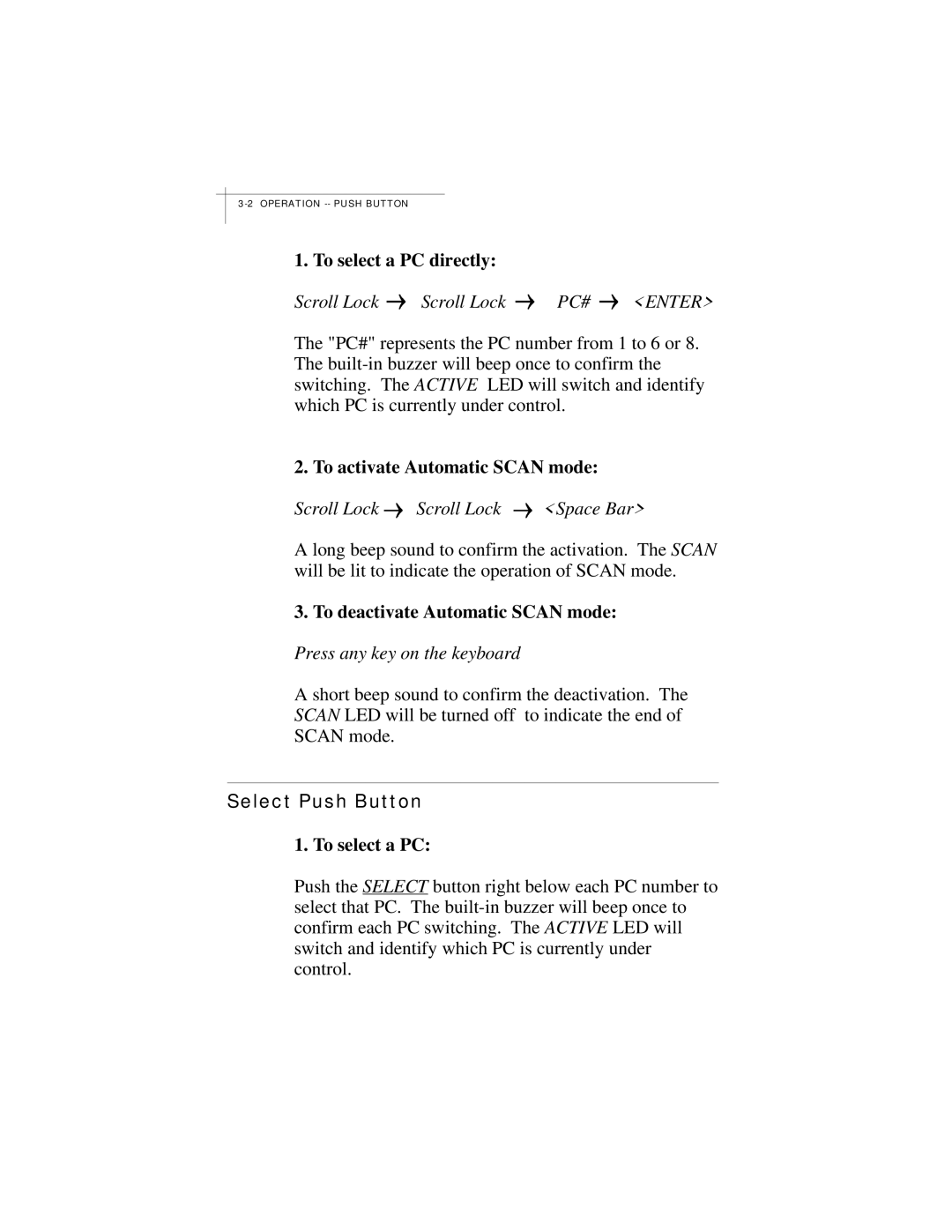 Edimax Technology RAS108, RAS106 manual To select a PC directly, Select Push Button 