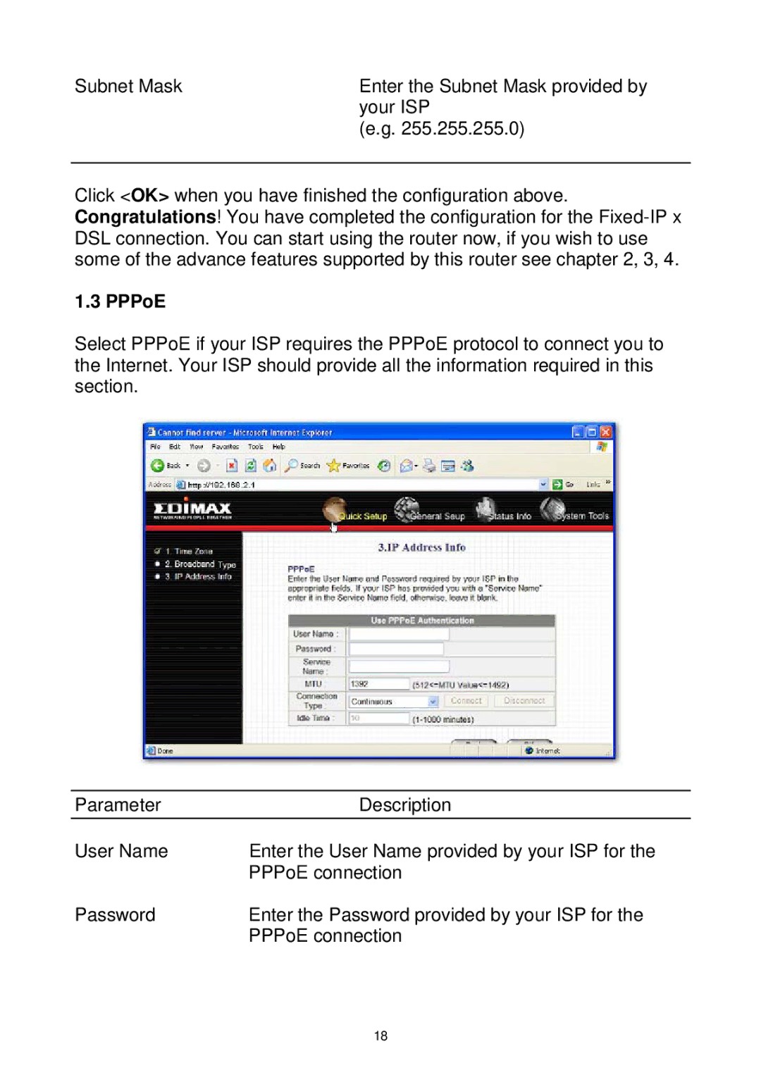 Edimax Technology Wireless Broadband Router manual PPPoE 