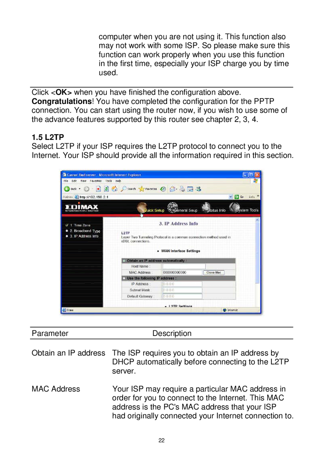 Edimax Technology Wireless Broadband Router manual L2TP 