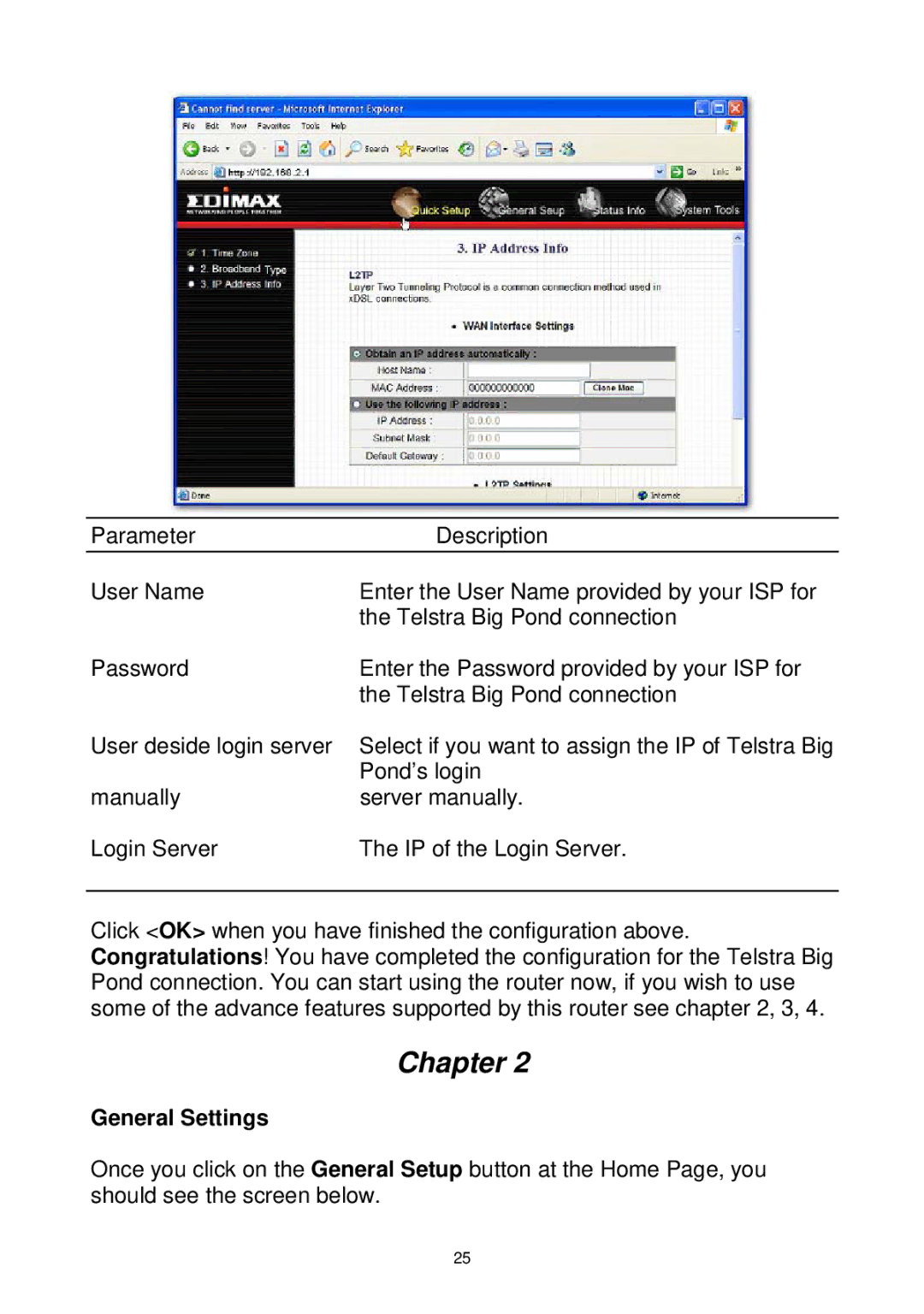 Edimax Technology Wireless Broadband Router manual General Settings 