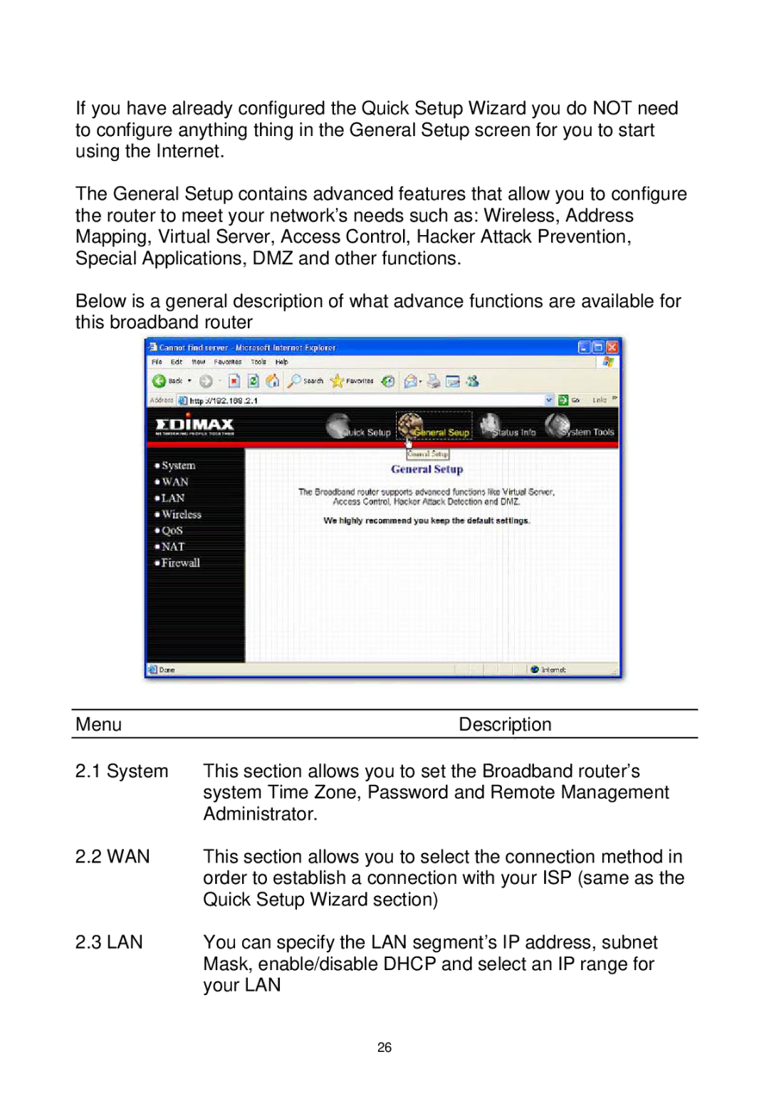 Edimax Technology Wireless Broadband Router manual Wan, Lan 