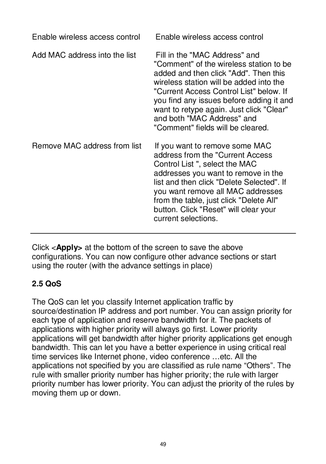 Edimax Technology Wireless Broadband Router manual QoS 