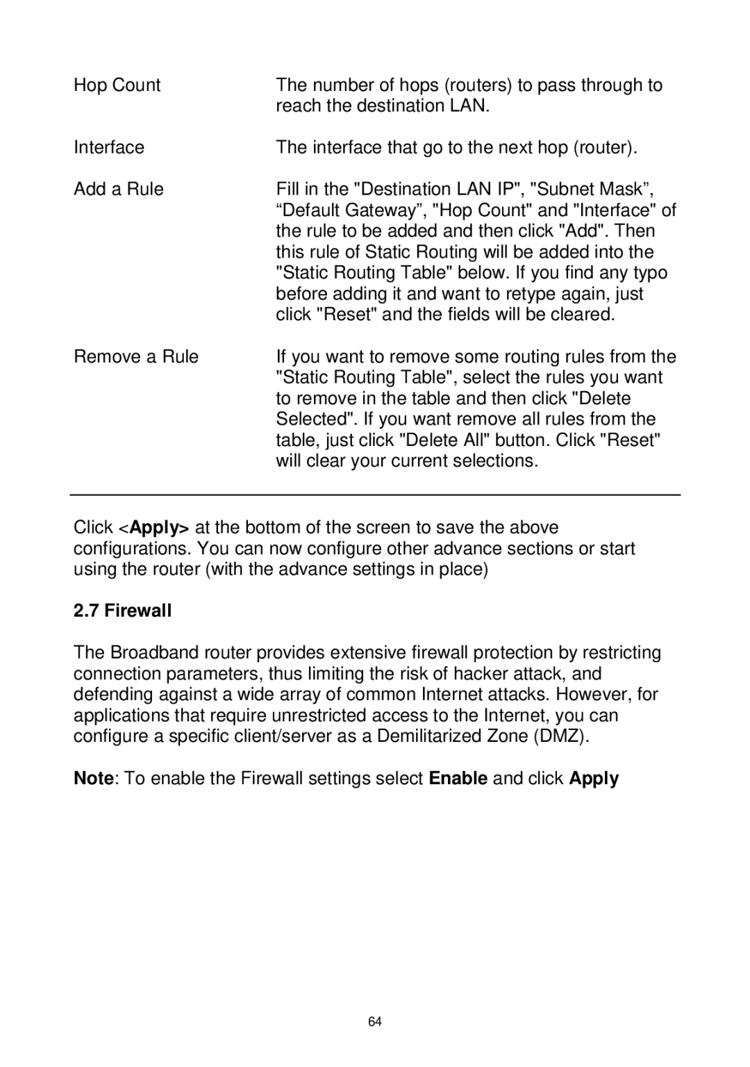 Edimax Technology Wireless Broadband Router manual Firewall 