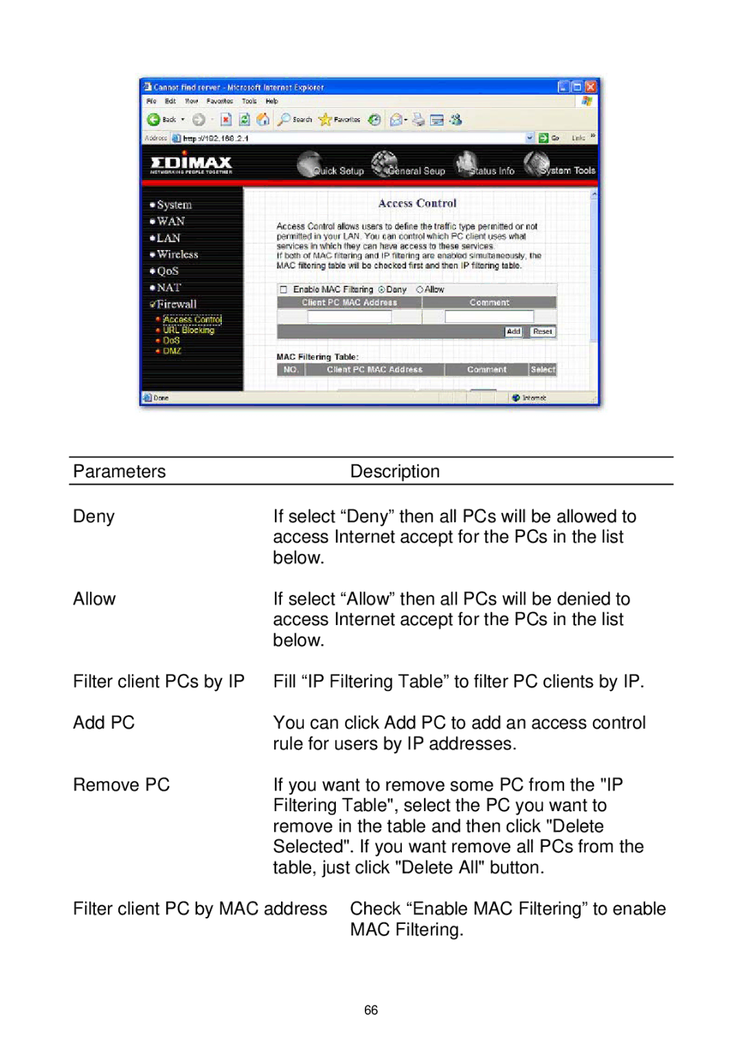 Edimax Technology Wireless Broadband Router manual Rule for users by IP addresses 