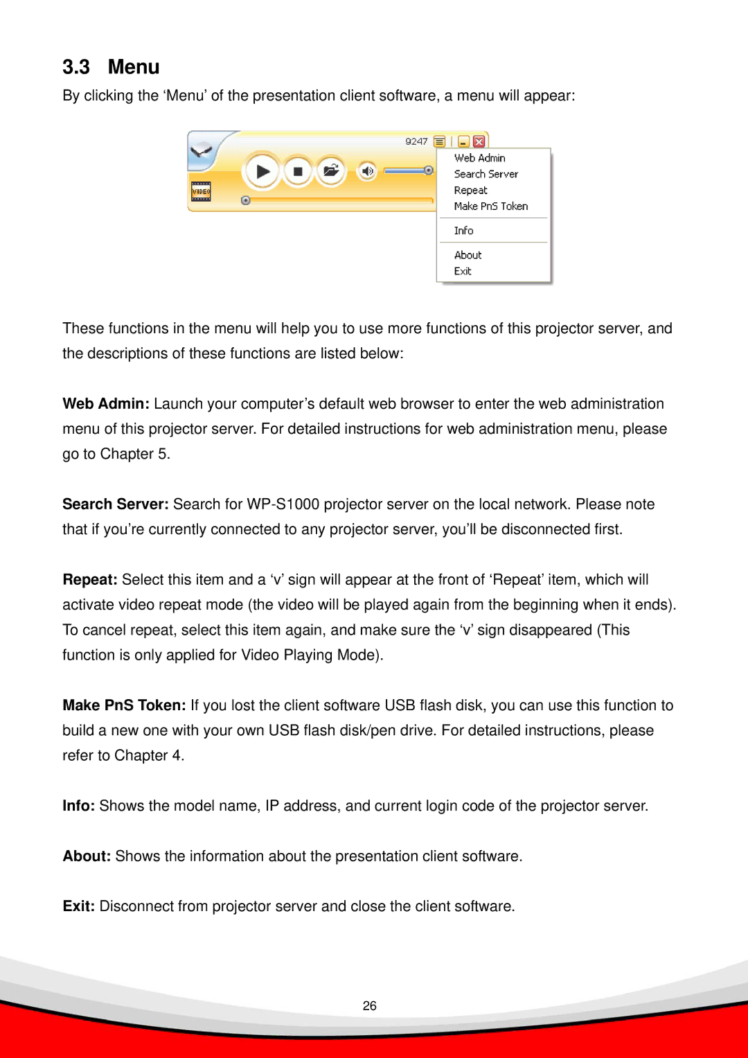 Edimax Technology WP-S1000 user manual Menu 