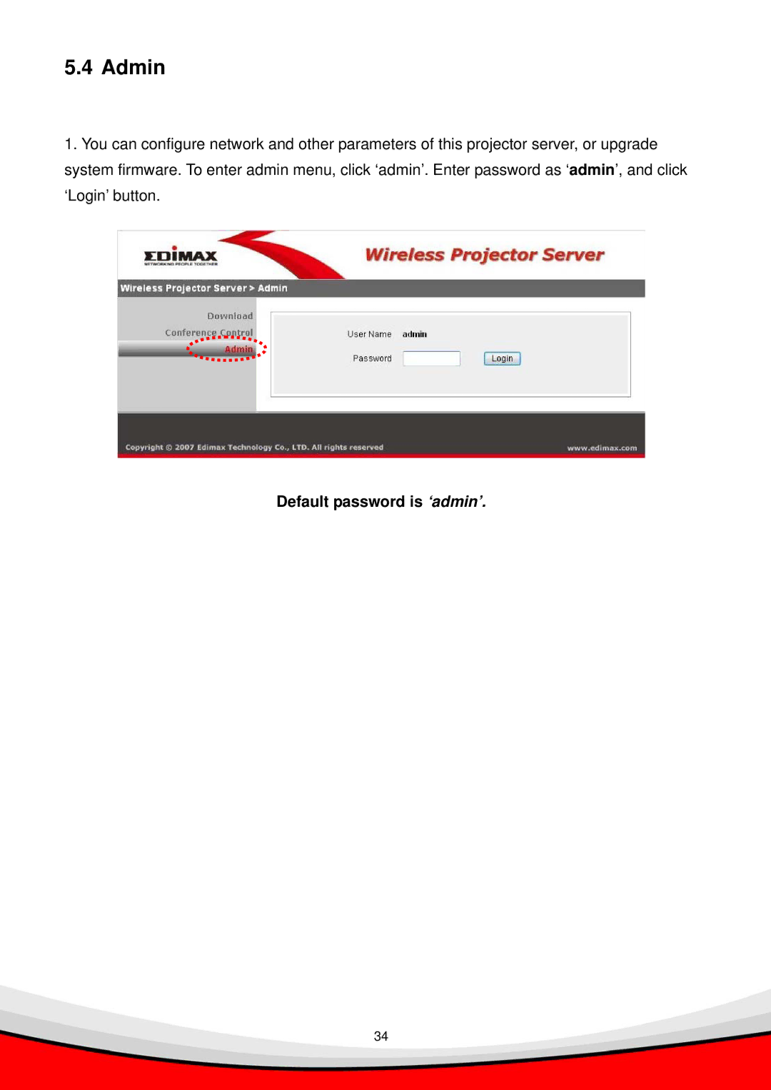 Edimax Technology WP-S1000 user manual Admin 