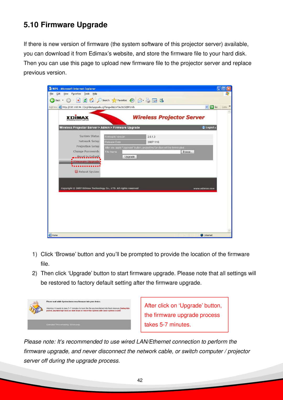 Edimax Technology WP-S1000 user manual Firmware Upgrade 